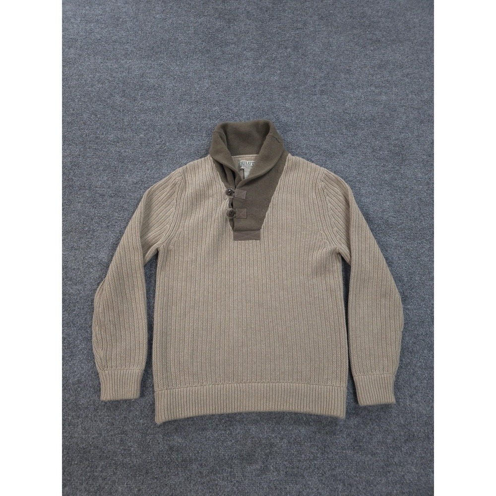Duluth Trading Sweater Mens Medium Beige High Neck Infantry Cotton Wool Pullover